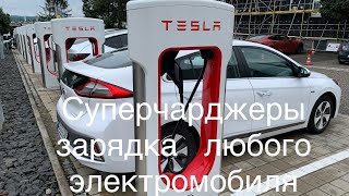 Суперчарджер Tesla, как зарядить любой электромобиль через мобильное приложение Tesla по всей Европе