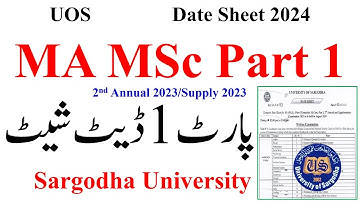 MA MSc Part 1 Date Sheet 2nd Annual 2023 & Supply 2023 UOS
