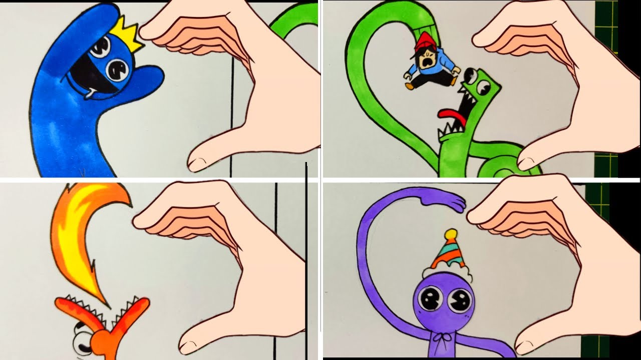 Rainbow Friends Finger Heart - Fancy Refill, BLue x Green