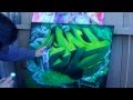 3D Graffiti painting on canvas (speed painting) iwata Eclipse HP-CS
