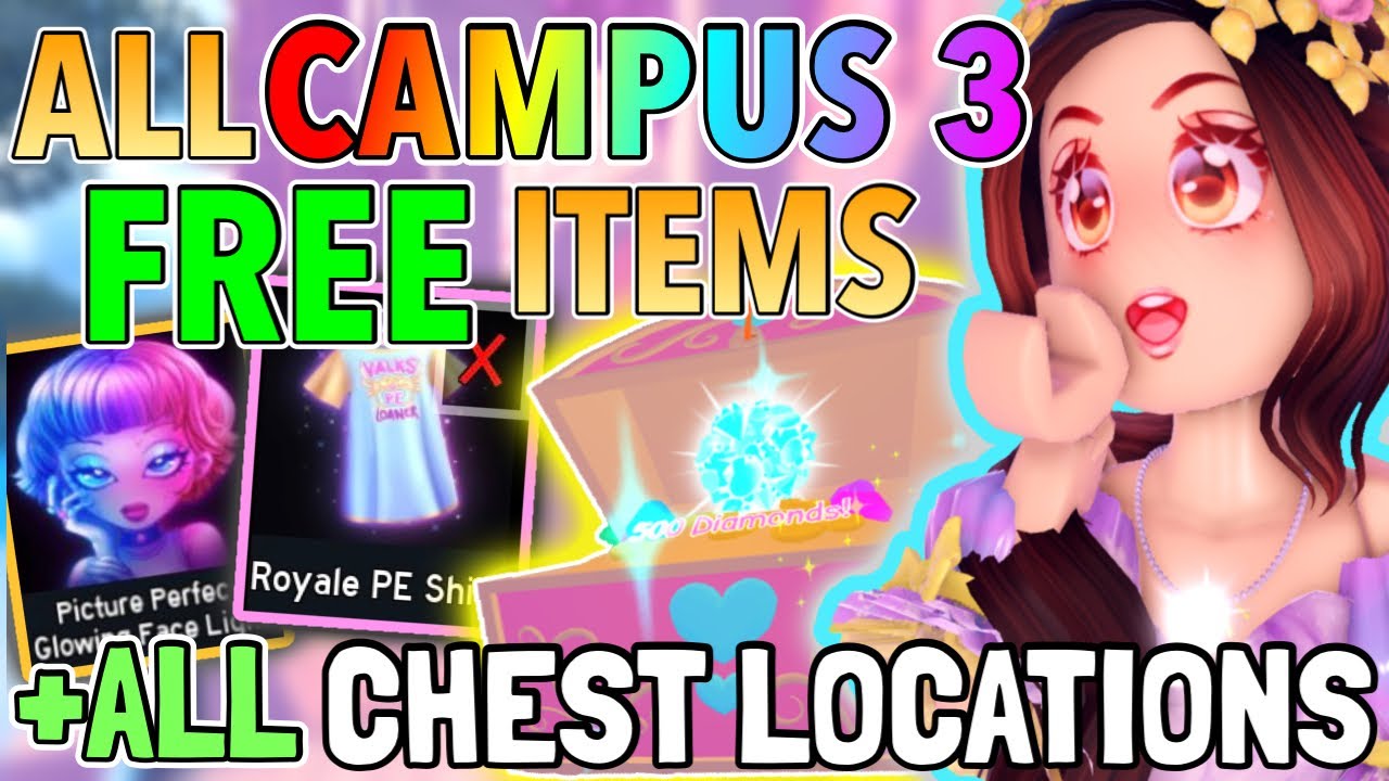 ⭐️How to get all FREE ITEMS in NEW SCHOOL (11 CHEST LOCATIONS) // Royale  High Campus 3 