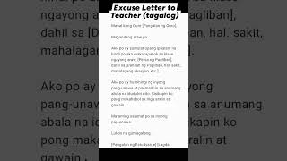 Absent Sa Klase? Student Excuse Letter Tagalog