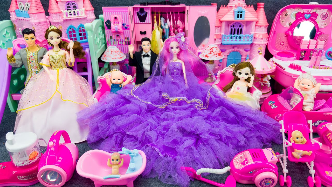 21 Minutes Satisfying With Unboxing Barbie Princess House and Bed Collection Toys Review | ASMR