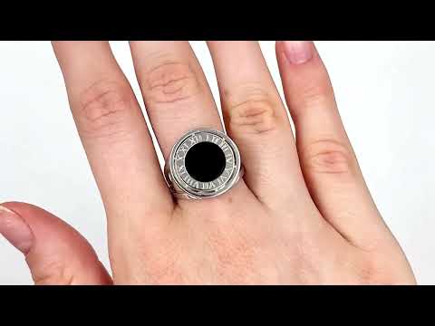 Срібна каблучка жіноча БС2096 вставка онікс розмір 17.5, видео 1