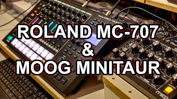 Roland MC-707 JAM with the Moog Minitaur synth.
