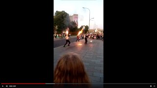 Москва.Танцевальное фаер шоу!  Moscow. Dance fire show! Жаркое выступление парней. (3/22)