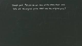 MyOpenMath - Find original price given discount percentage and sale price