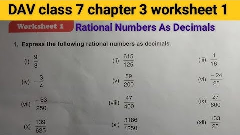 DAV Class 7 maths chapter 3 worksheet 1 ।। Class 7 math chapter 3 worksheet 1 dav public school