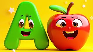 картинка: A как Apple 🍎 | Песенка с фонетикой ABC для детей | Учим алфавит и звуки | Песенка-стишок