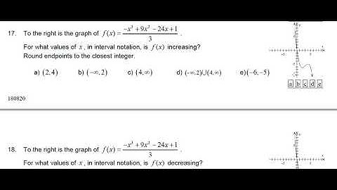 #17. Given the Graph of f(x), for What Values of x, in Interval Notation, is f(x) Increasing?