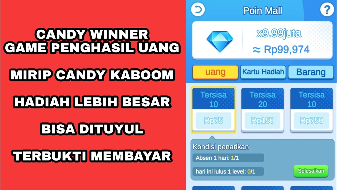 CANDY WINNER GAME PENGHASIL UANG TANPA UNDANG TEMAN APAKAH MEMBAYAR