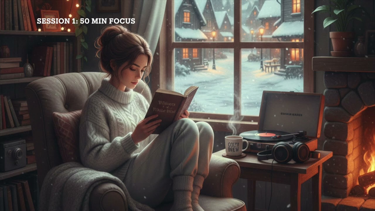 2-HOUR STUDY WITH ME in a Snowy Cottage: Reading Edition| Pomodoro 50/10, Lofi Music, Deep Work