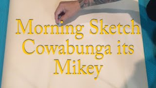 Morning Sketch / Mikey / Teenage Mutant Ninja Turtles / oil pastel / how to / art demonstration / screenshot 5