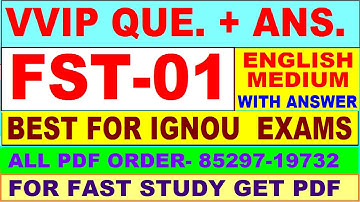 FST 01 important questions with answer in English | fst 01 Previous Year Question Paper