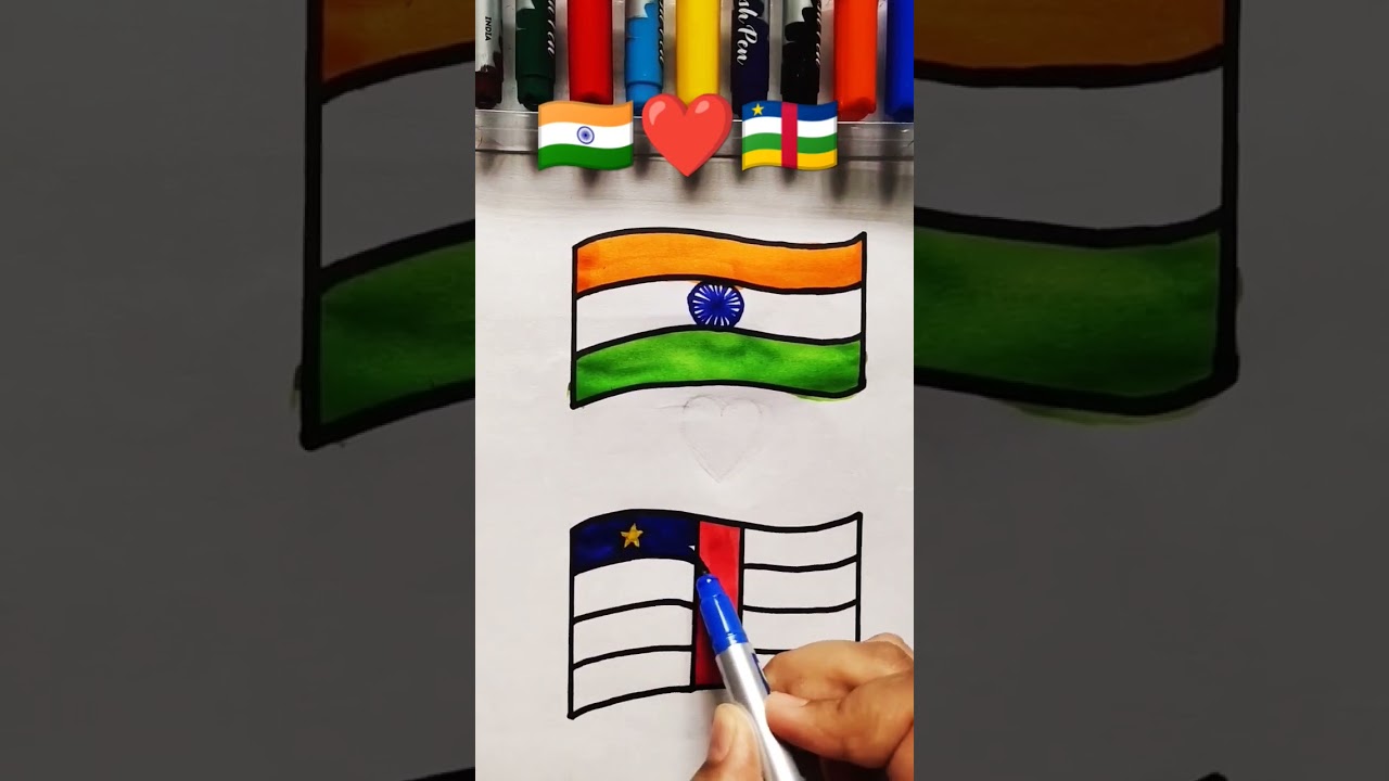 India Flag 🇮🇳❤🇨🇫 Central African Republic Flag 