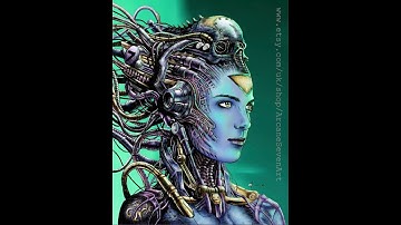 Cyberpunk Girl Art Print Procreate video WIP - Biomechanical Skull - Psychedelic Sci Fi Girl Giger