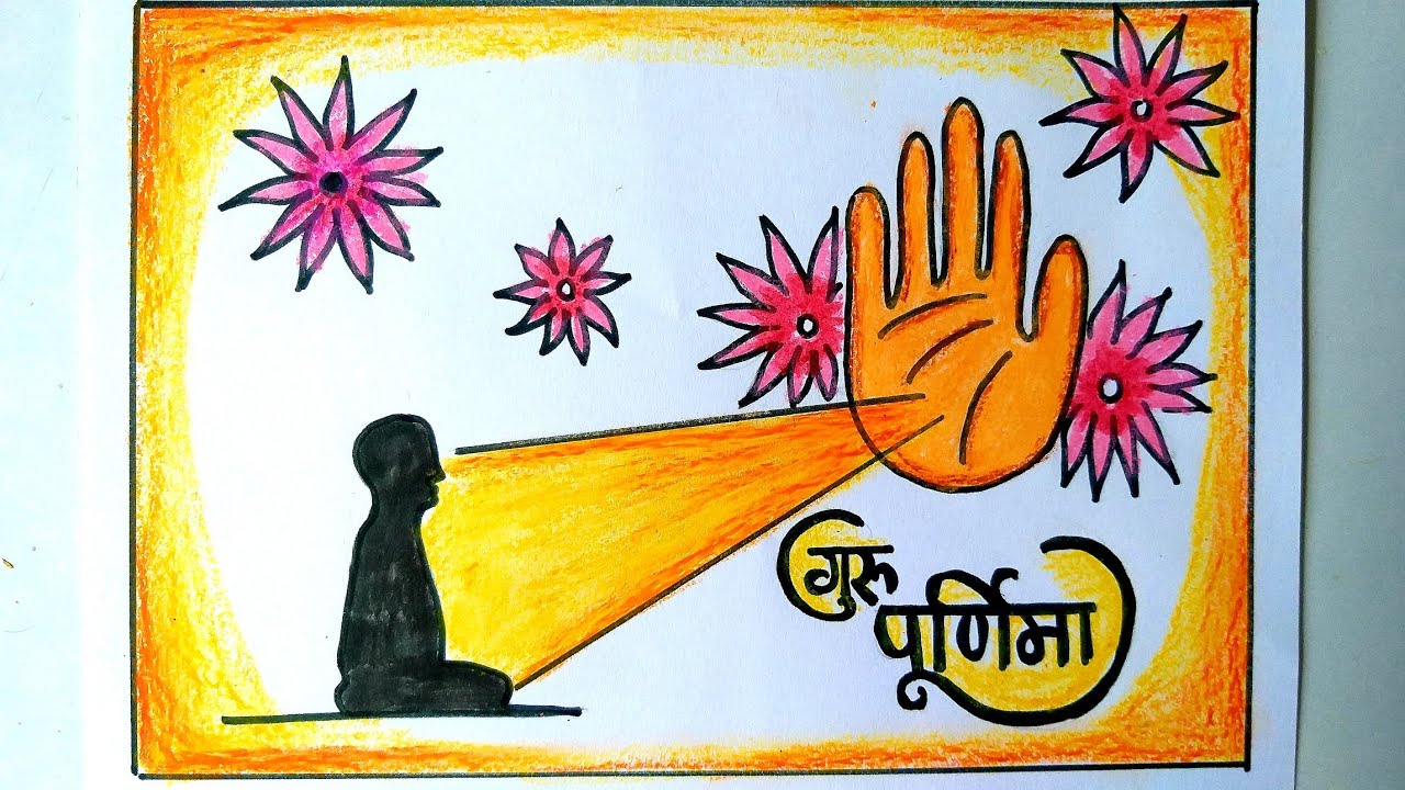 Vector illustration of Guru Purnima concept banner, student expressing  gratitude towards spiritual teacher.:: tasmeemME.com