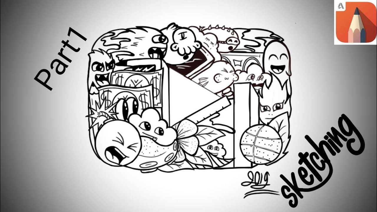 Youtube Doodle part 1 | Autodesk sketchbook speed paint - YouTube
