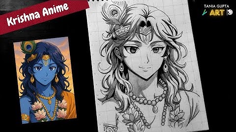 Draw with me - Krishna Ji in Anime Style , Step By Step Drawing Tutorial , Tania Gupta Art