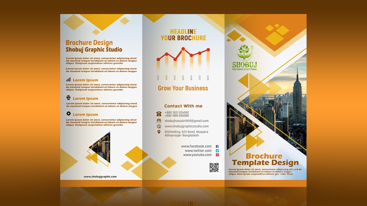 โบรชัวร์ design  Update 2022  Tri Fold Brochure Design - In Photoshop cc Tutorial 2020