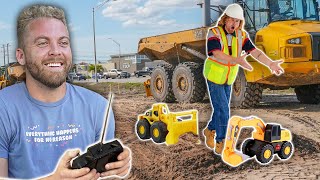 Driving Rc Toy Tractors In Active Construction Site