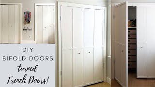 DIY Bifold doors turned into Swinging French Doors- Easiest way to transform old bi-fold doors