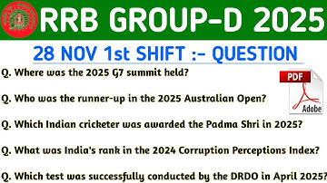 RRB GROUP D 28 NOVEMBER 1ST SHIFT EXAM REVIEW 2025 | RRB GROUP D 28 NOVEMBER 1ST SHIFT QUESTION