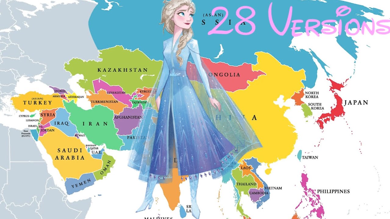 Frozen|Let It Go|Asian one line multilanguage with flags|Official and unofficial versions 