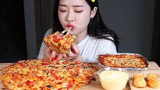 ASMR PIZZA FEAST! SPICY PIZZA BACON CHEESE PIZZA CHEESE BALLS SPAGHETTI MUKBANG EATING SHOW