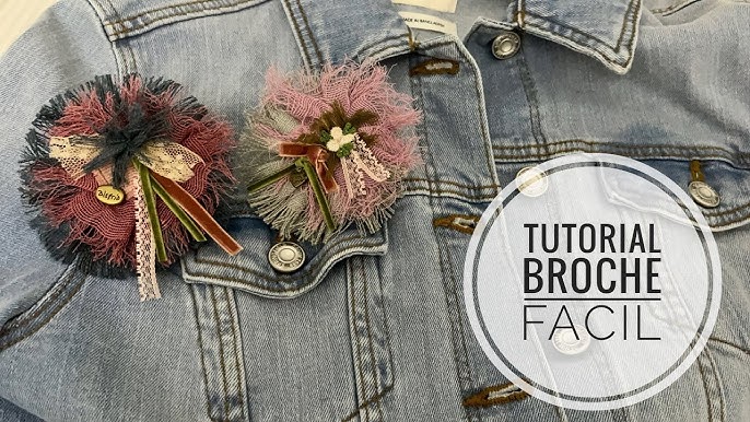 Broche de flores de tela, Joyería con tela, Manualidades shabby chic