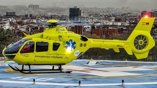 Emergències mèdiques EC135 P2 EC-LAL despegando del helipuerto temporal del Hospital Vall d'Hebron