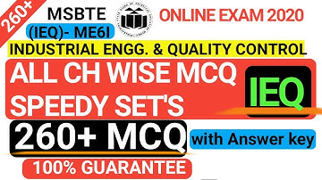 IEQ-Industrial Engineering & Quality Control ALL CH MCQ SET- MSBTE SUB EXPERT | online exam 2020imp