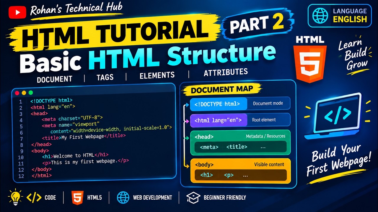 🚀 HTML Tutorial for Beginners | Basic HTML Structure |Rohan's Technical ...