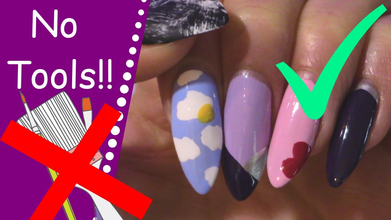 Nail Art Without Tools!! (Budget friendly NO tool diy nail art designs