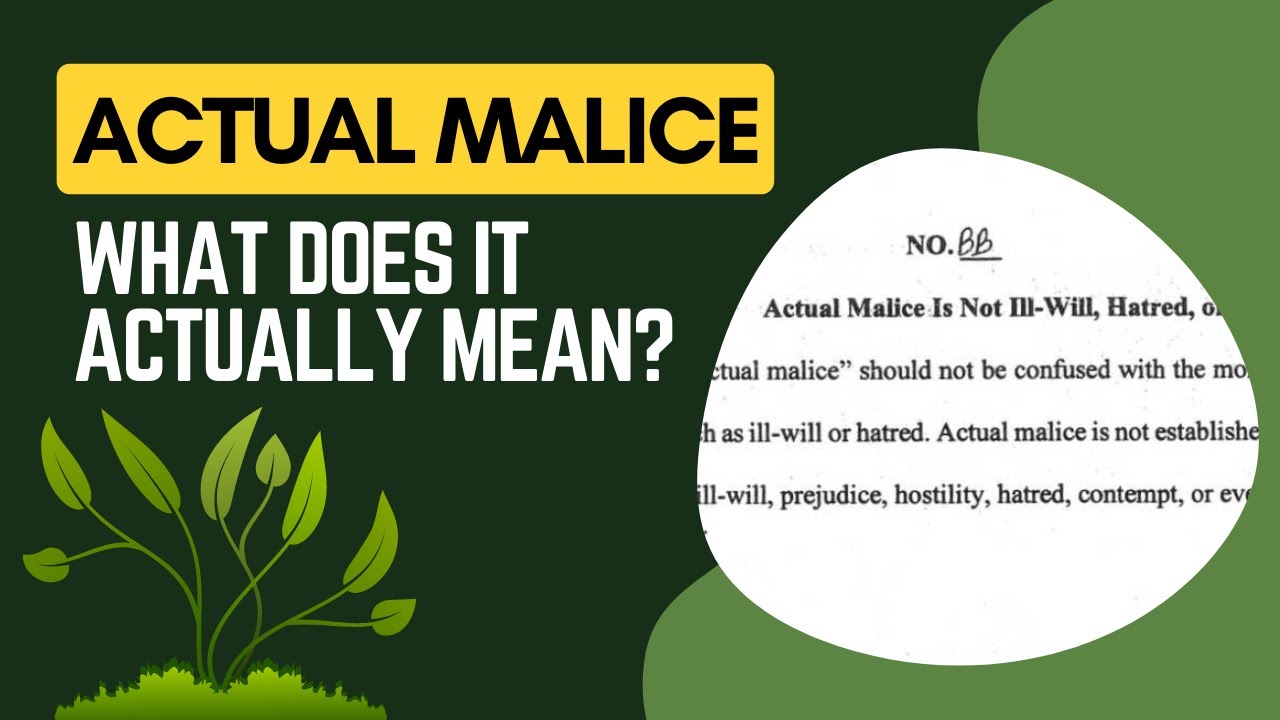 What Is actual Malice YouTube