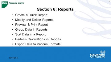 ECDL at Coventry University - Databases - Reports