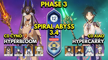 C0 Cyno Hyperbloom & C0 Xiao Hypercarry | Spiral Abyss Floor 12 9 Stars | Genshin Impact 3.5