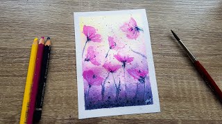 How to paint flowers with watercolor pencils for beginners