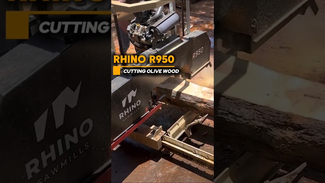 Rhino Sawmill in Action: R950 CUTTING HARD OLIVE WOOD  