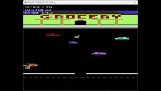 Bag Boy - Playfield Car Test
After some reworking I have the cars sprites replaced with playfield cars. I think this works out really well to reduce the flicker. While the cars are a little blockier it clears up the playfield a bit. I will rework some of the cart movement to compensate for the cars slightly larger size.
I also have added a door to the top. I plan on having the door open and close as you approach to return the shopping cart but thought it looked good and if I adjust the spacing a bit I can still have someone walk along the sidewalk. I will only have the door appear when the player is near so that gives me some possibilities.
The other good thing about the playfield cars is that I can easily randomize the colors to add more variety. Bag Boy - Playfield Car Test
