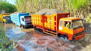 LEWAT BANJIR TRUK FUSO 220PS TRINTON HINO 500 RC MUATAN PASIR OLENG TERGULING RC HANDMADE RAKITAN