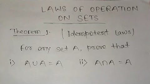 Sets Theorems 1 & 2 Idempotent law and Identity