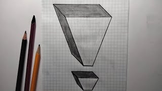 EXCLAMATION MARK. 3d drawing. How to draw a volumetric 3D "!" 3d exclamation point - Best 3d Draw