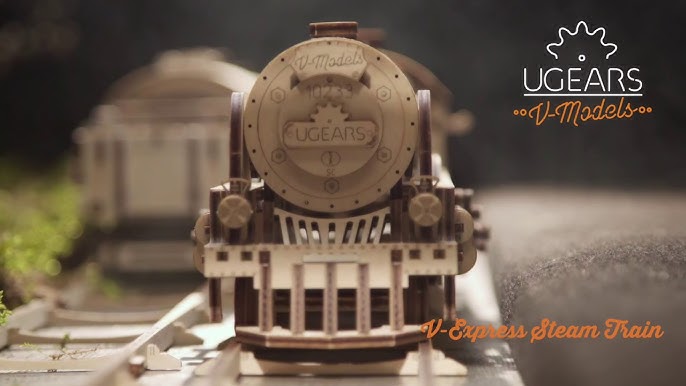 Ugears Mechanical Model  V-Express Steam Train with Tender wooden  construction kit