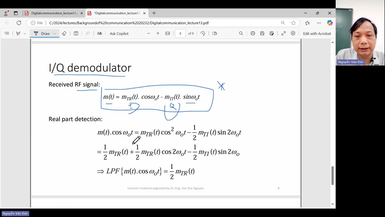 Outline Video Digital communication - 20242- I/Q demodulator