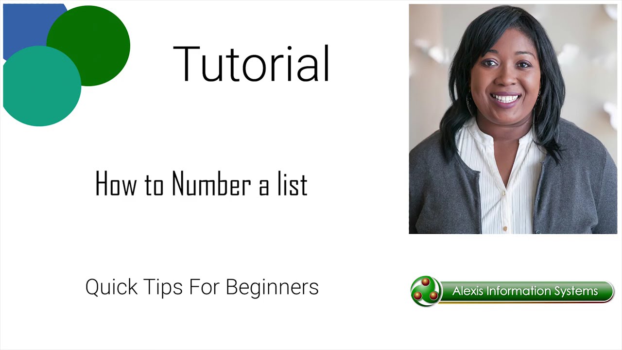 Microsoft Office Word: How to Number a List | Alexis Information Systems