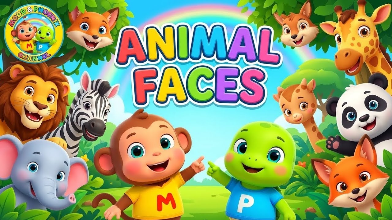 Animal Faces for Babies | Learn Cute Animal Expressions | Modo & Phoeniz | 4K Video