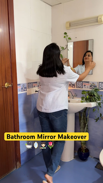 DIY Bathroom Mirror😍 #shorts #diy #diyideas #diyhomedecor #diycrafts #youtubeshorts #amazonfinds