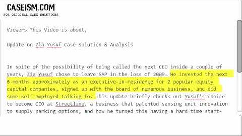 Update on Zia Yusuf  Case Solution & Analysis- Caseism.com