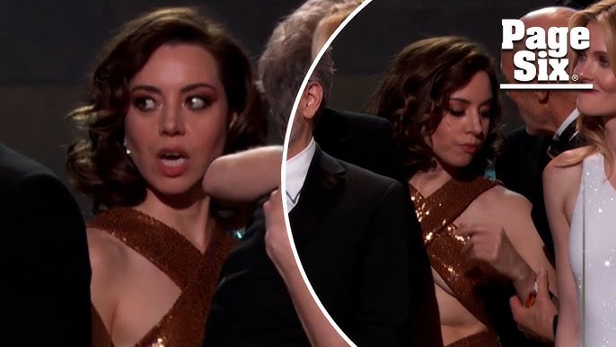 Aubrey Plaza surprises in sequin dress with most risqué cut you'll EVER see